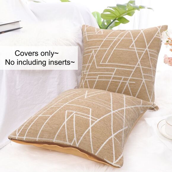2pcs Polyester Cover Sofa Throw Pillow Case Pale Brown - Picture 5 of 6